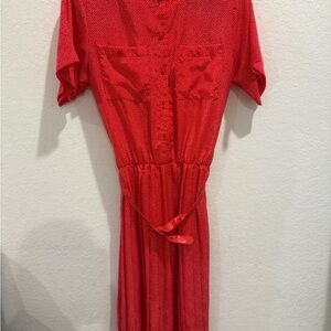 Liz Robert’s Vintage Tiny Polka Dot Red Button-Up Dress